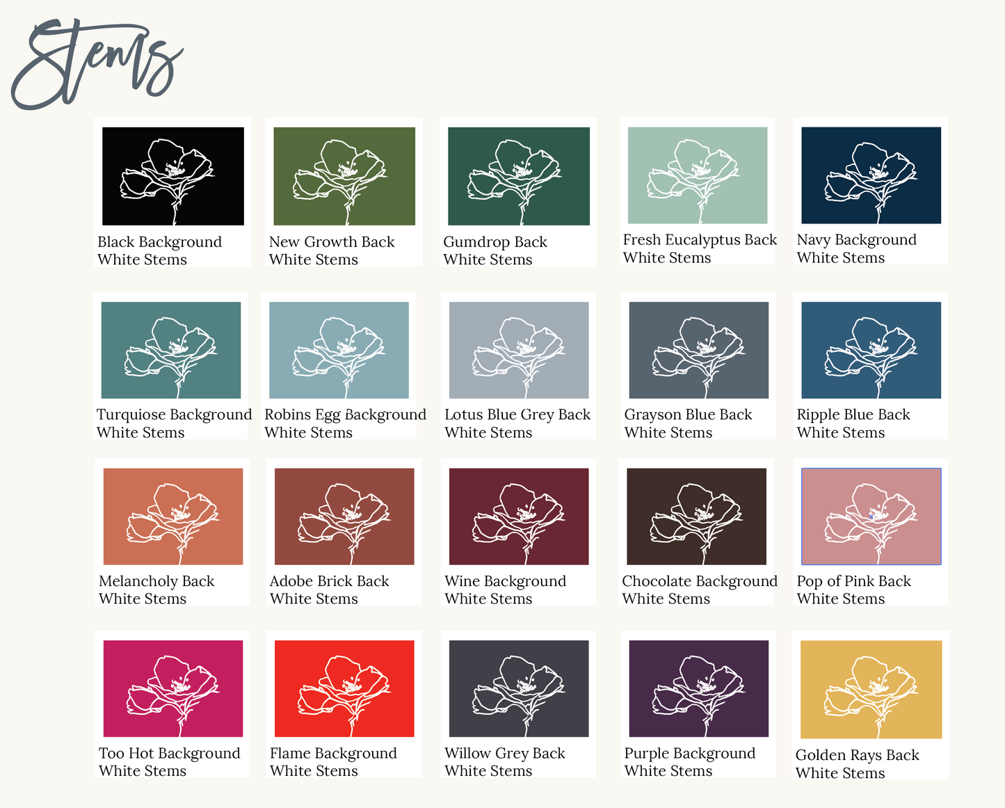 Simple Stems Choose Your Color | Original Affordable Artwork